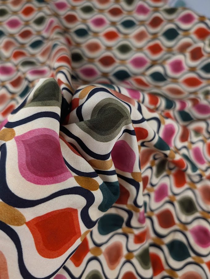 Multicoloured retro graphic print viscose 4