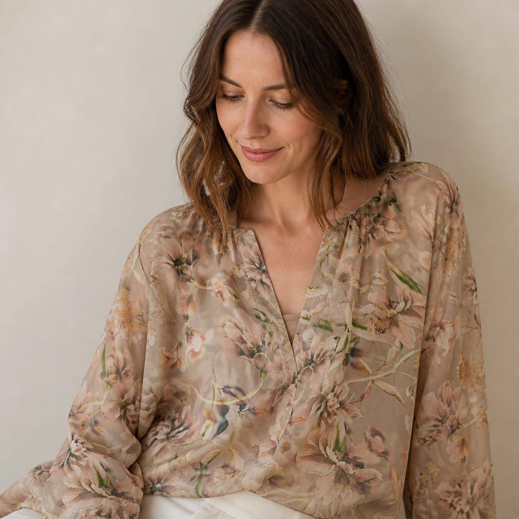 Mousseline polyester motif floral romantique 2