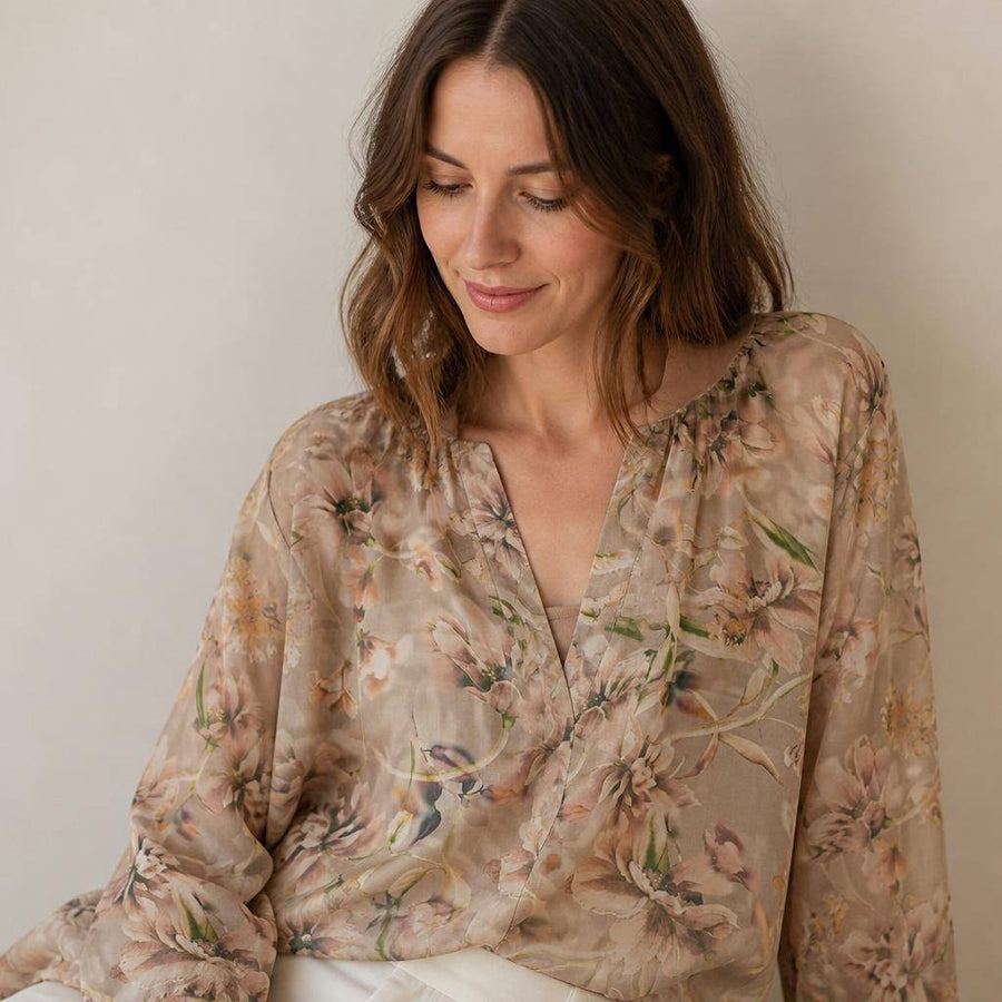 Mousseline polyester motif floral romantique 2