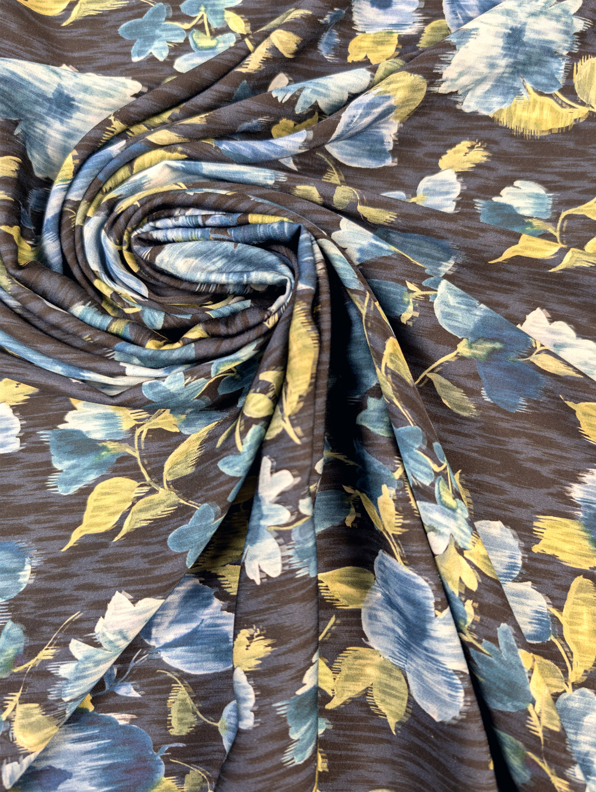 Satin de coton léger, motif fleuri bleu et jaune 1 [blankastock:b7112bfd-8c1b-41b1-bd55-9a515a782ec1]