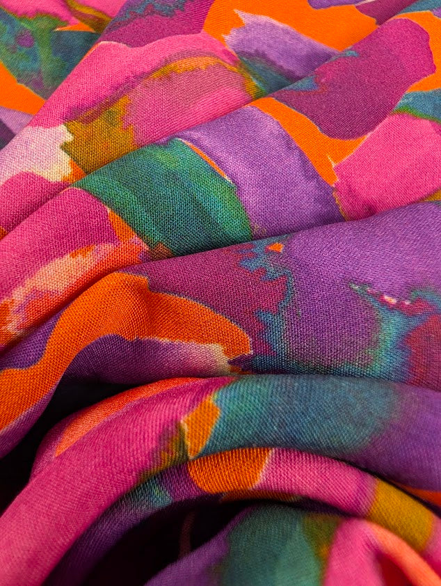 Viscose Ecovero motif graphique multicolore 3