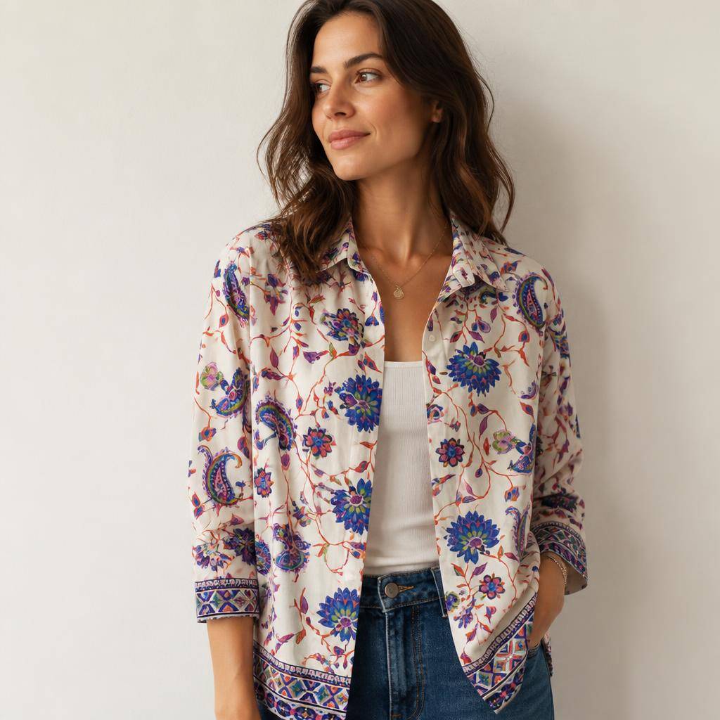 Viscose motif cachemire fleuri multicolore 2
