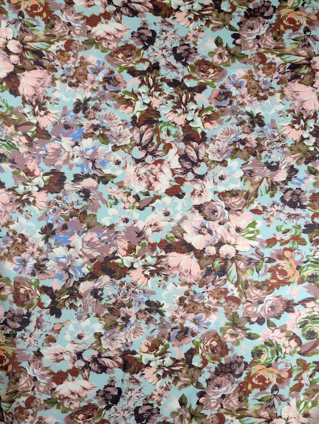 Voile polyester plissé, motif fleuri romantique 5
