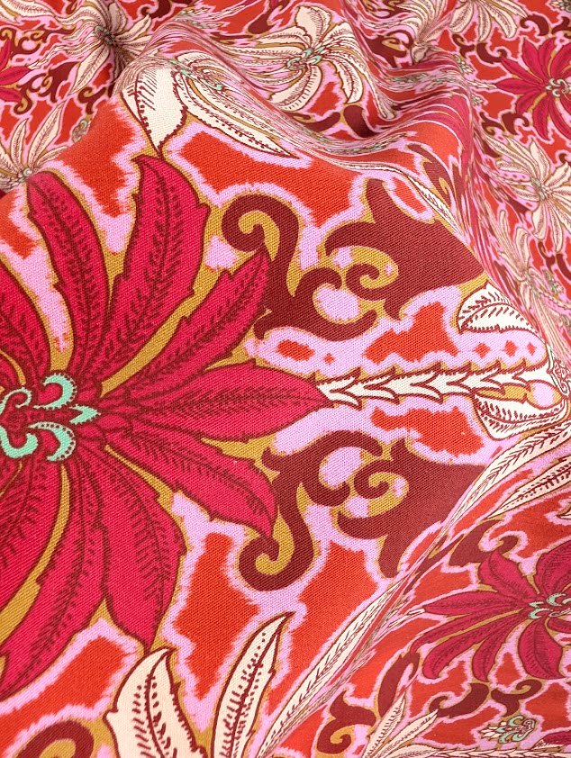 Sergé coton stretch motif fleuri bohème 3