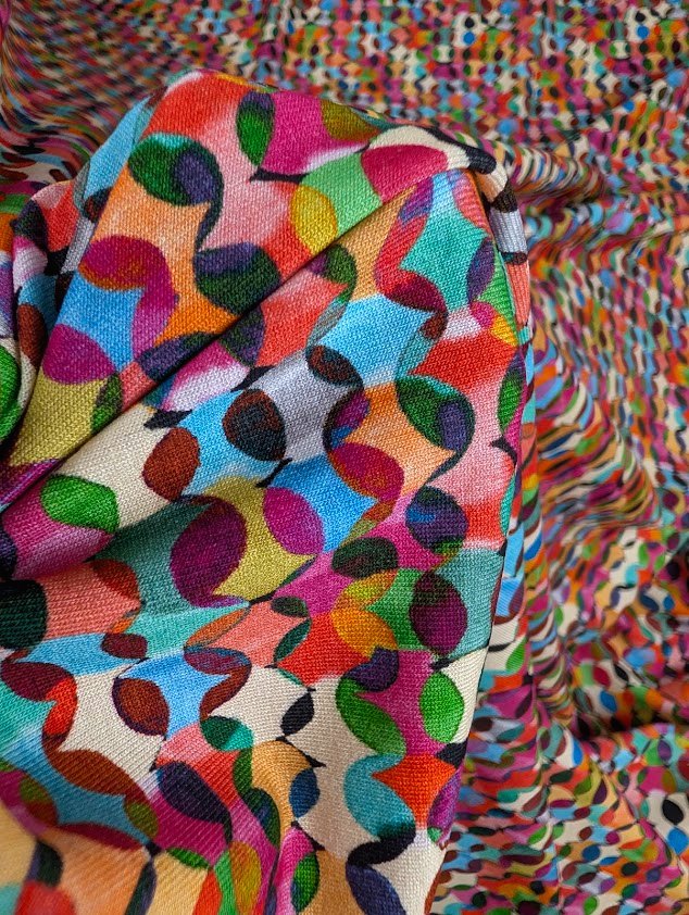 Jersey de viscose élasthanne, motif pois graphique multicolore 3