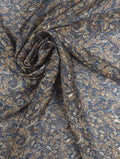 Voile satiné de polyester, motif cachemire fleuri multicolore 1