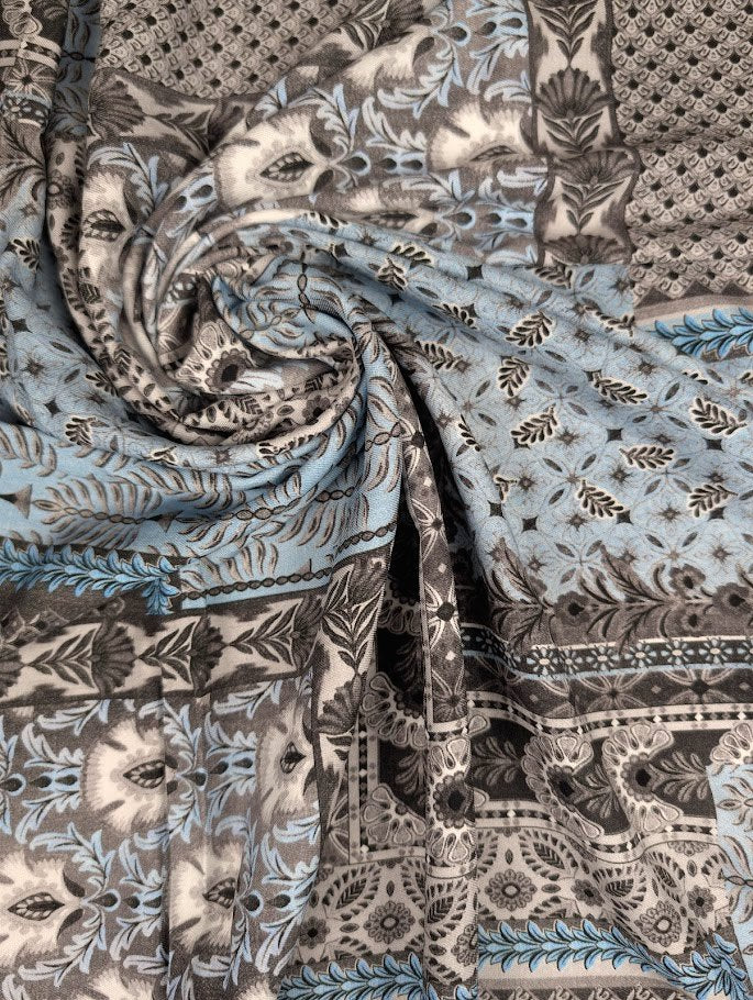 Sergé viscose dessin bohème patchwork 1