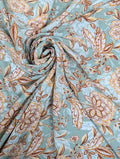 Voile de polyester, motif fleuri bohème bleu 1