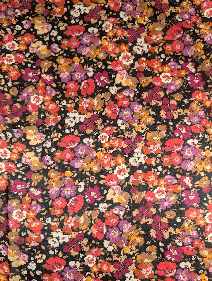 Gaze de viscose motif fleuri rétro multicolore 5