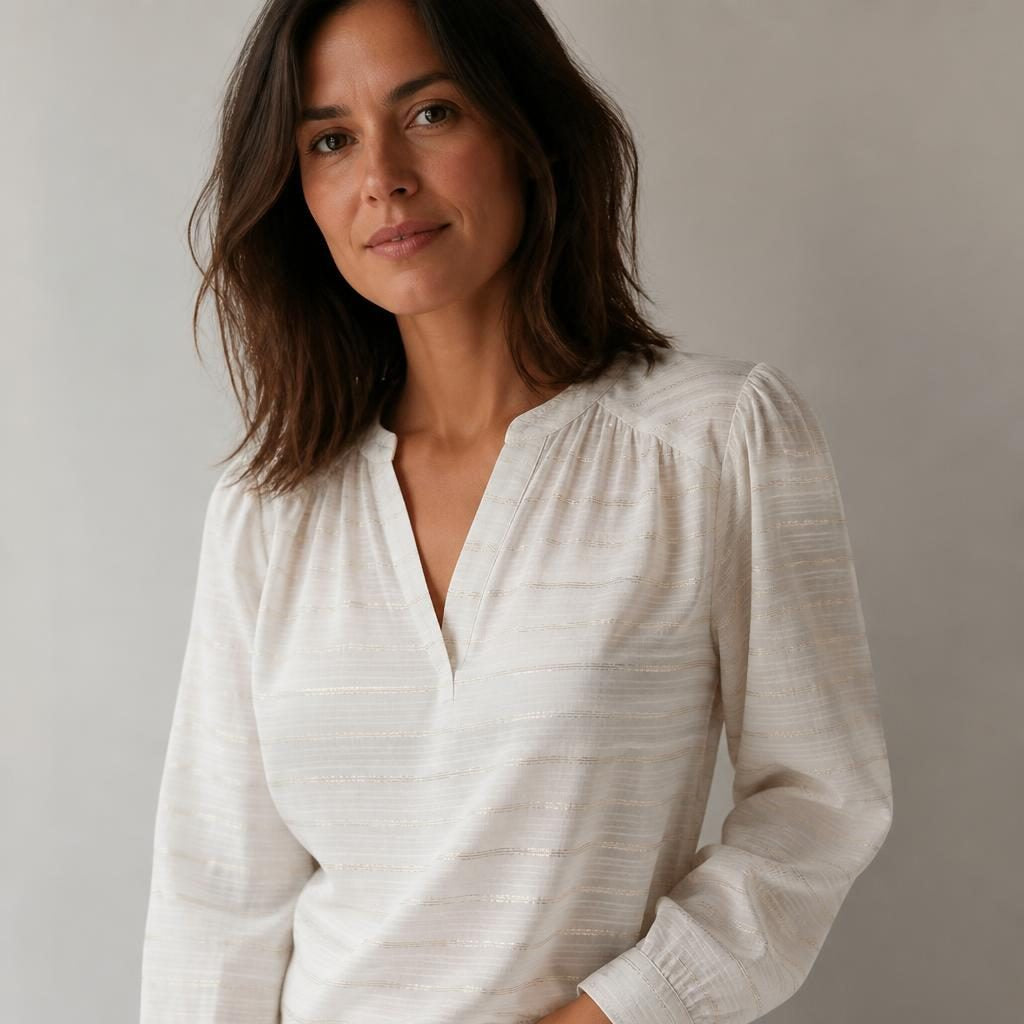 LUREA - Viscose lurex rayée satinée - Nuances de blanc 2