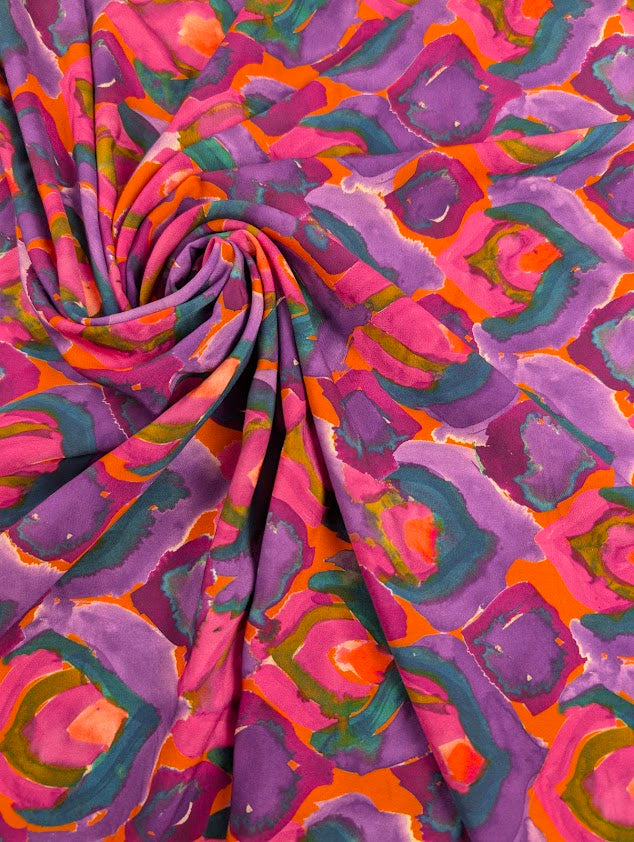 Viscose Ecovero motif graphique multicolore 1
