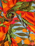 Heavy viscose crepe with multicoloured tropical print 1