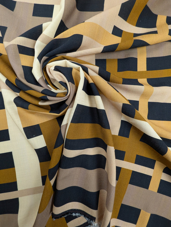 Viscose com efeito de linho, com padrão geométrico de riscas multicoloridas (ligeiro defeito de aspeto) 1 [blankastock:2a614d7d-db71-4c5f-8b3a-2adcb21c9392]