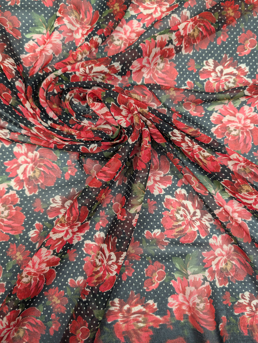 Voile crêpe de polyester, fleurs rouges et pois blancs 1 [blankastock:b2c81237-f41e-4c96-b5ca-0473cb1afdcc]