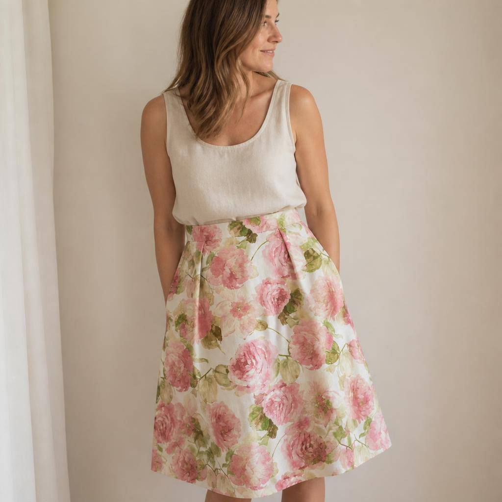 Lin motif fleuri romantique 2