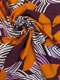 Viscose effet froissé motif tropical orange 1