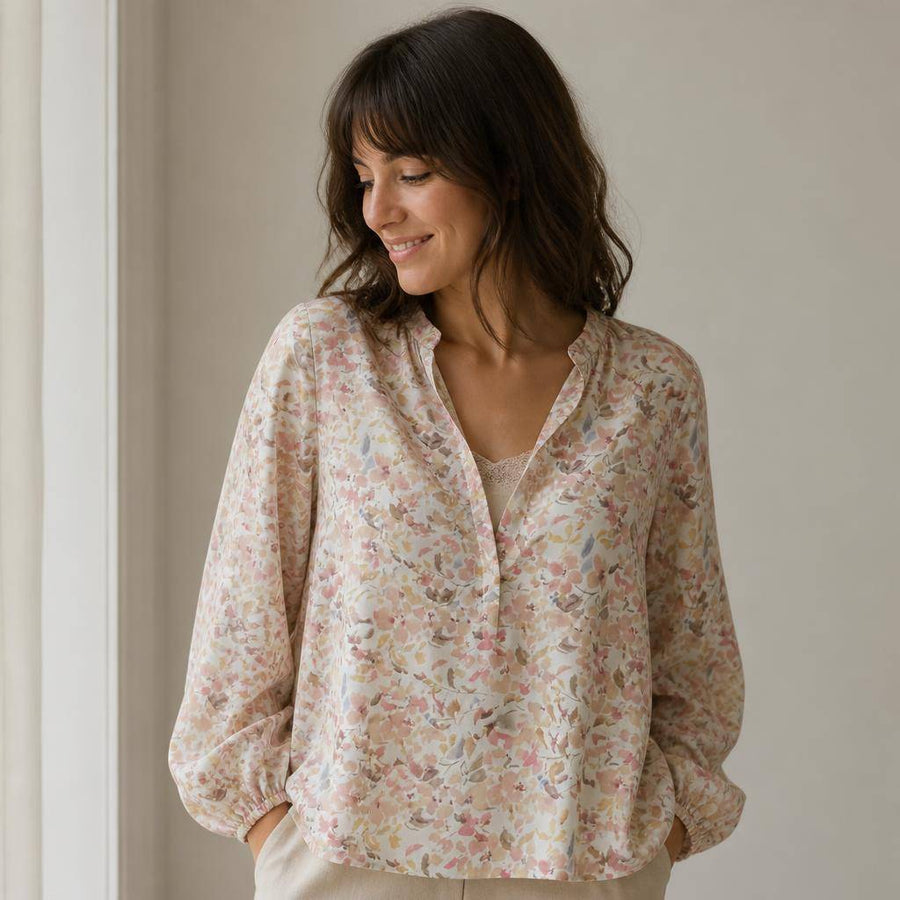 Sergé de coton motif fleuri romantique 2