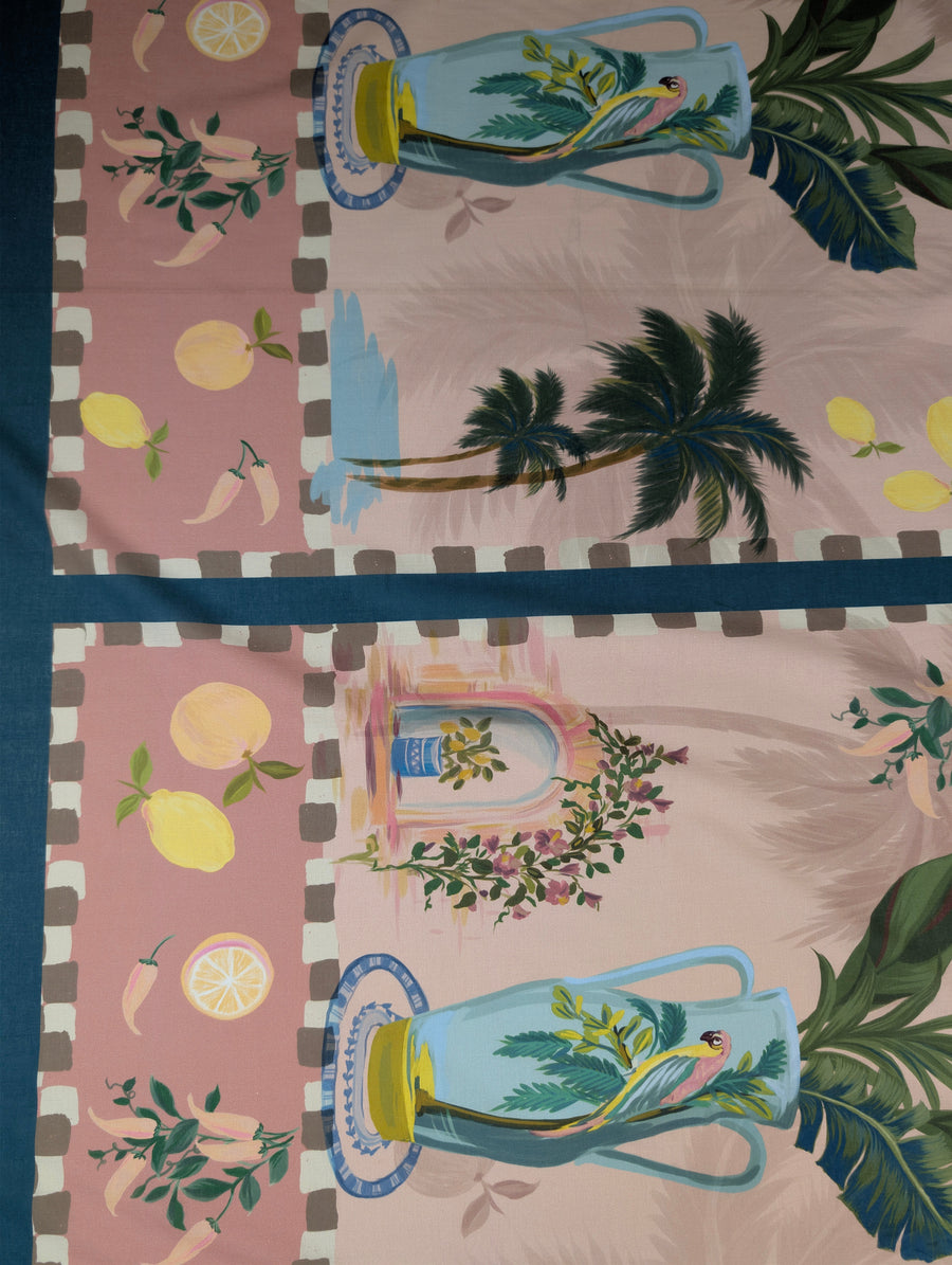 Voile de coton, scènes tropicales roses et bleues 6 [blankastock:98e2efa5-e68c-4bb0-a30f-b10fb4819844]