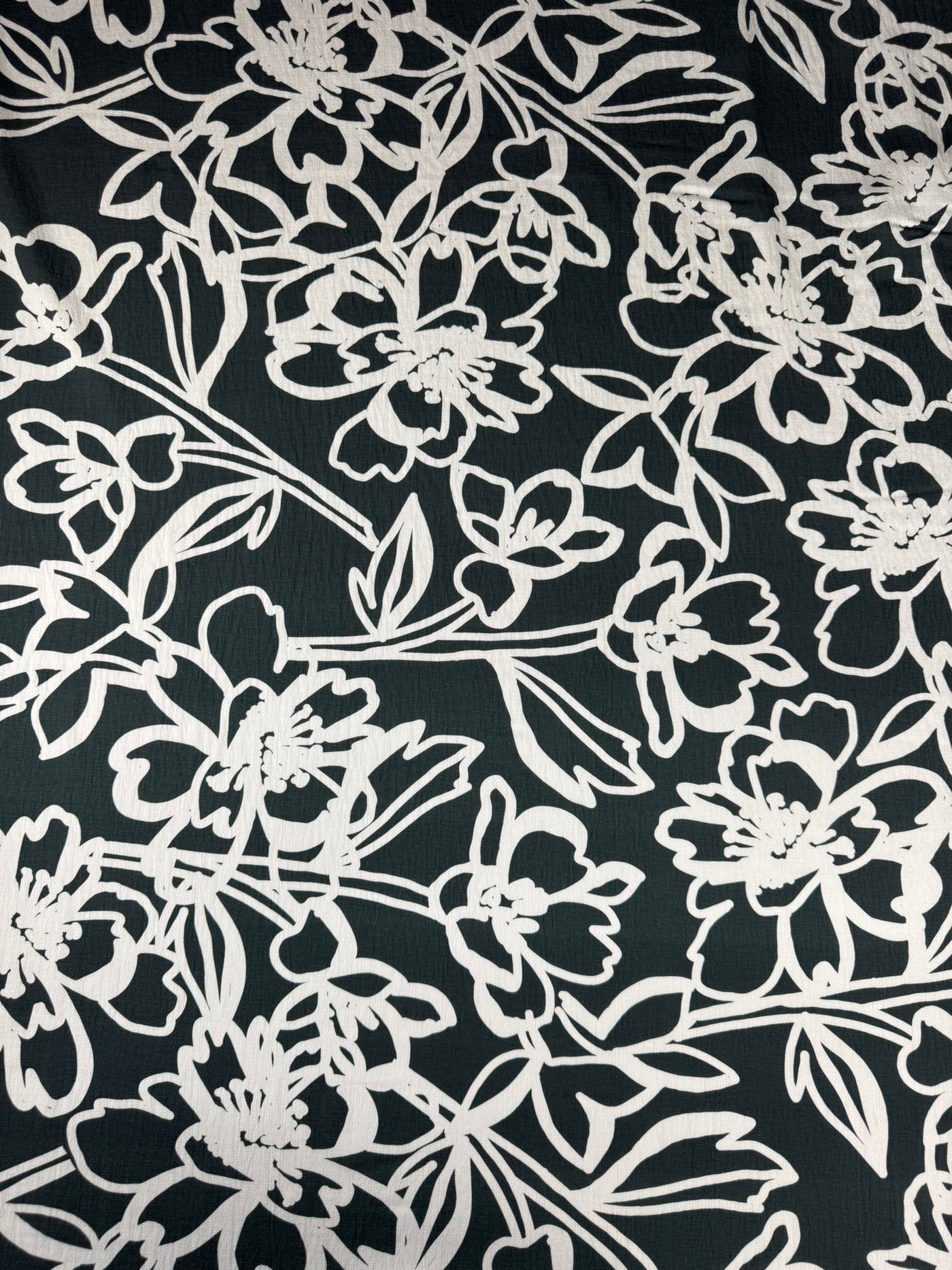 Toile viscose florale - Imprimé vert foncé et écru 4