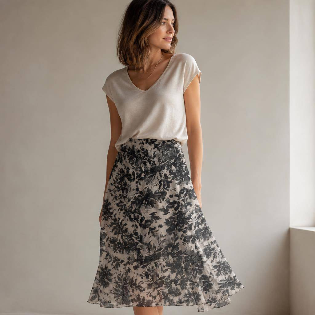 Romantic floral patterned pleated polyester voile 2