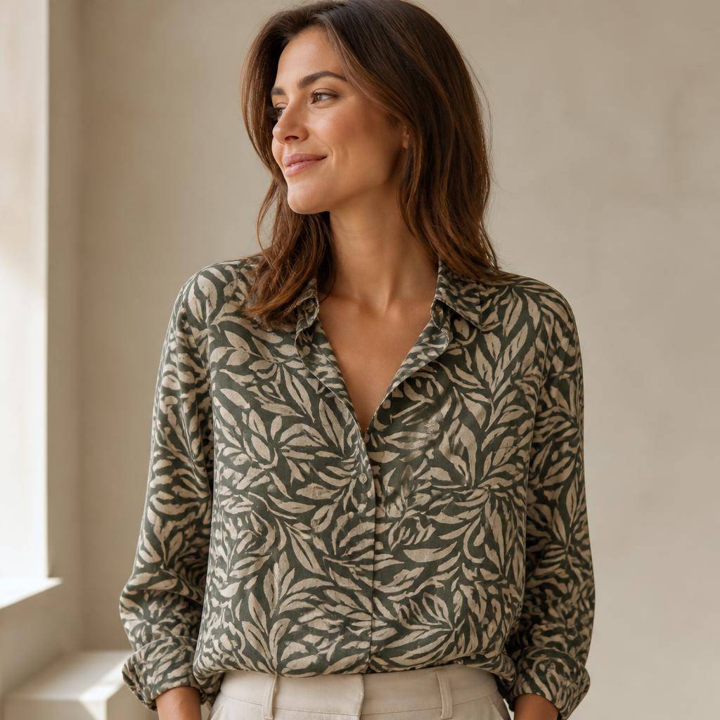 Crêpe de viscose lourd motif feuillage 2