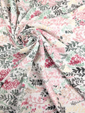 Viscose effet lin motif feuillage fleuri romantique 1
