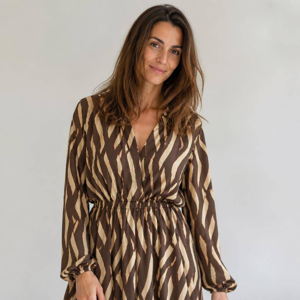Satin polyester plissé imprimé graphique 2