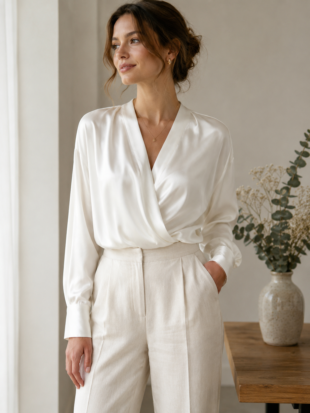 SELENE - Sergé de viscose fluide - Nuances de blanc 2