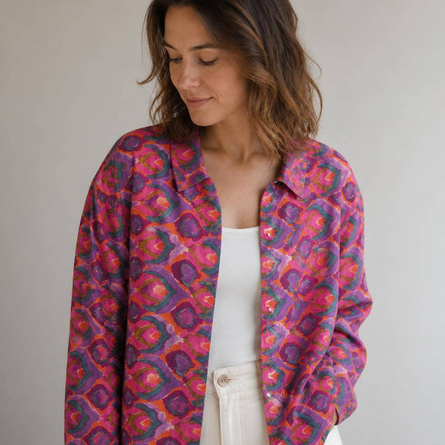Viscose Ecovero motif graphique multicolore 2