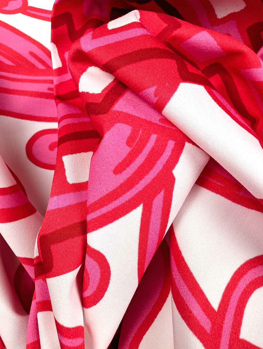 Sergé de coton stretch, motif fleuri et géométrique rose et rouge 4 [blankastock:3b037941-fe6a-4761-a5cf-88a0d4b27409]