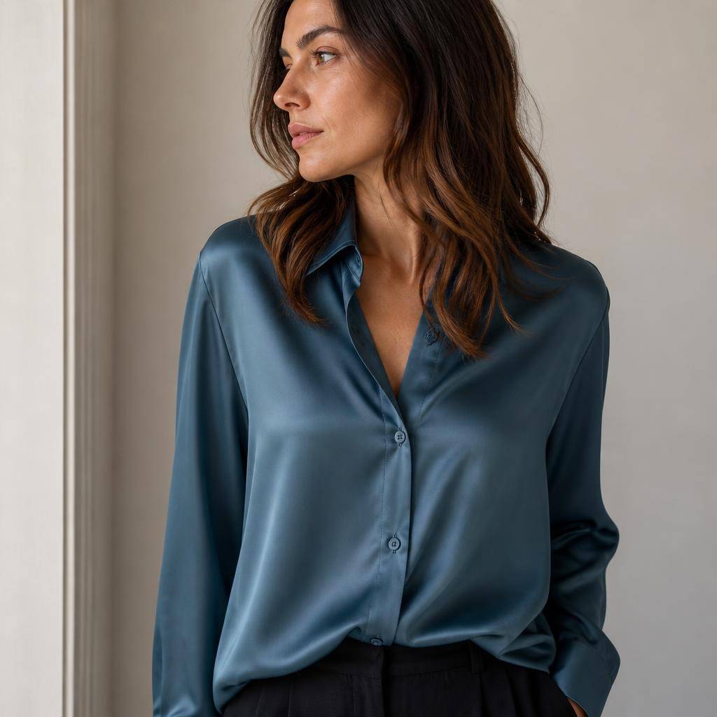 Satin de viscose lourd bleu pétrole 2