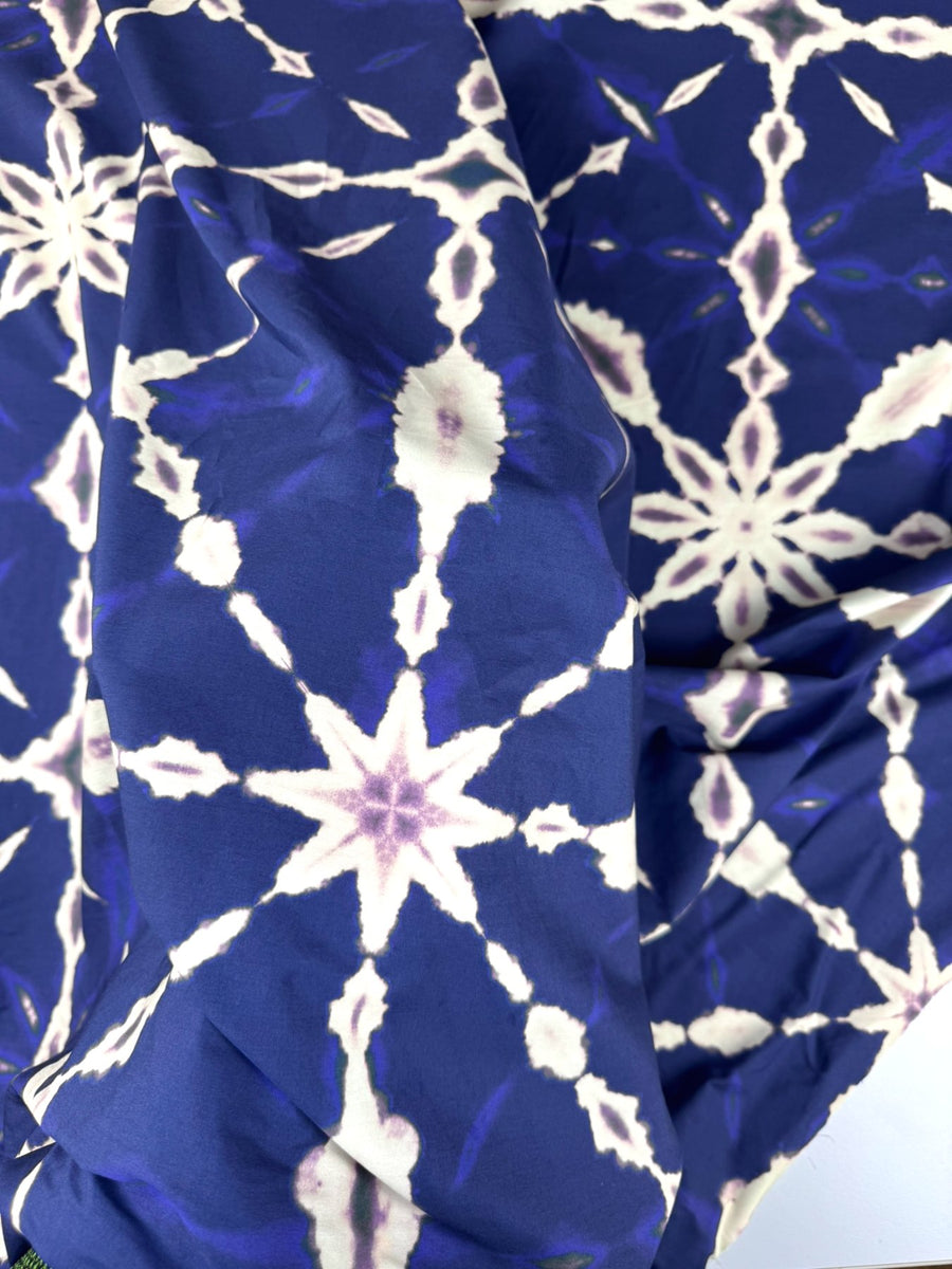 Popeline coton graphique - Imprimé bleu 4