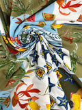 Multicoloured tropical print linen-look viscose 1