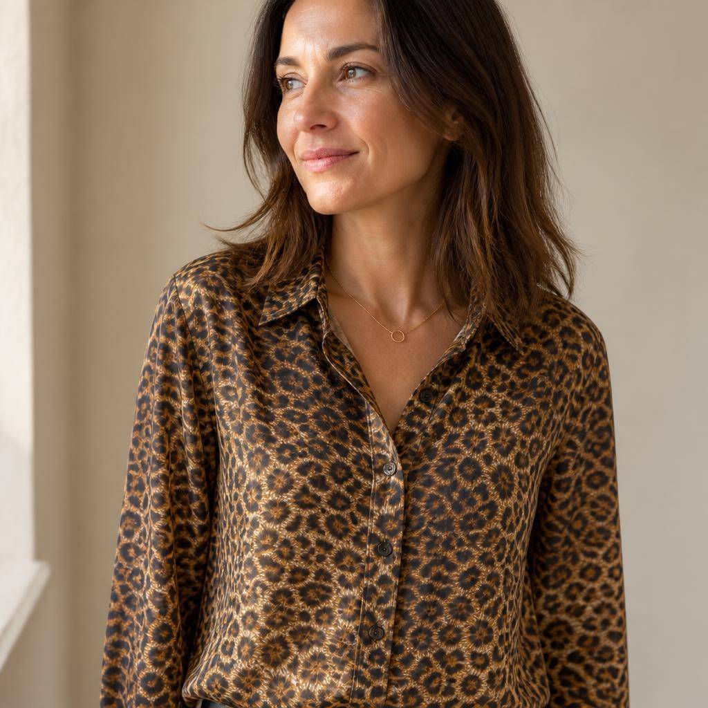 Crêpe polyester motif léopard 2