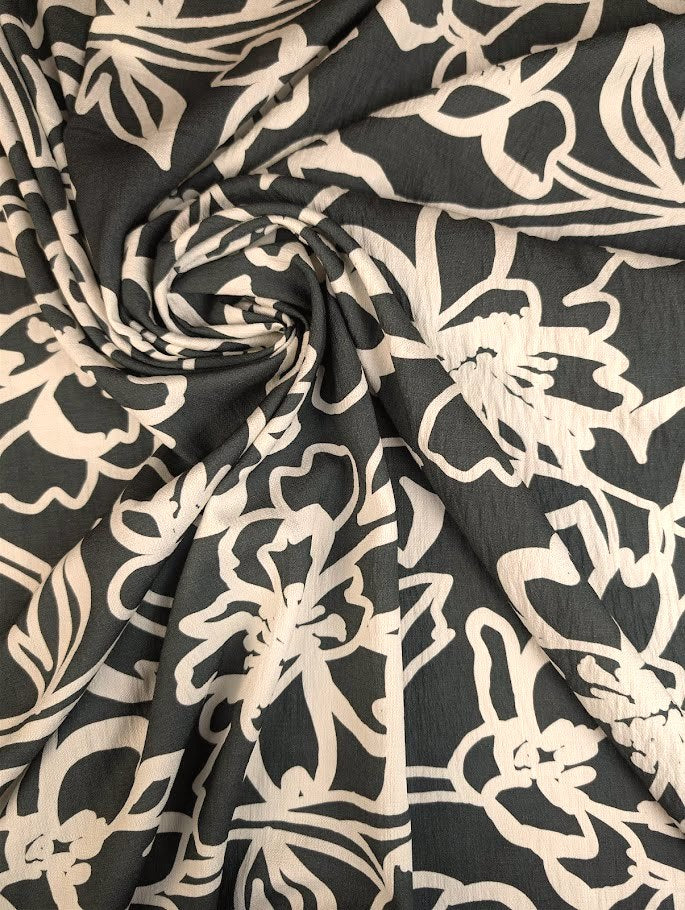 Crêpe viscose motif fleuri graphique 1