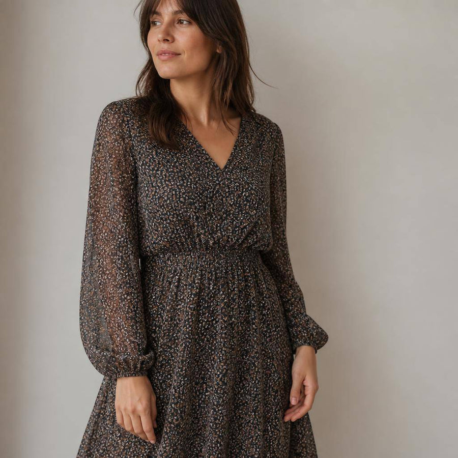 Voile de polyester plissé, motif animalier abstrait 2