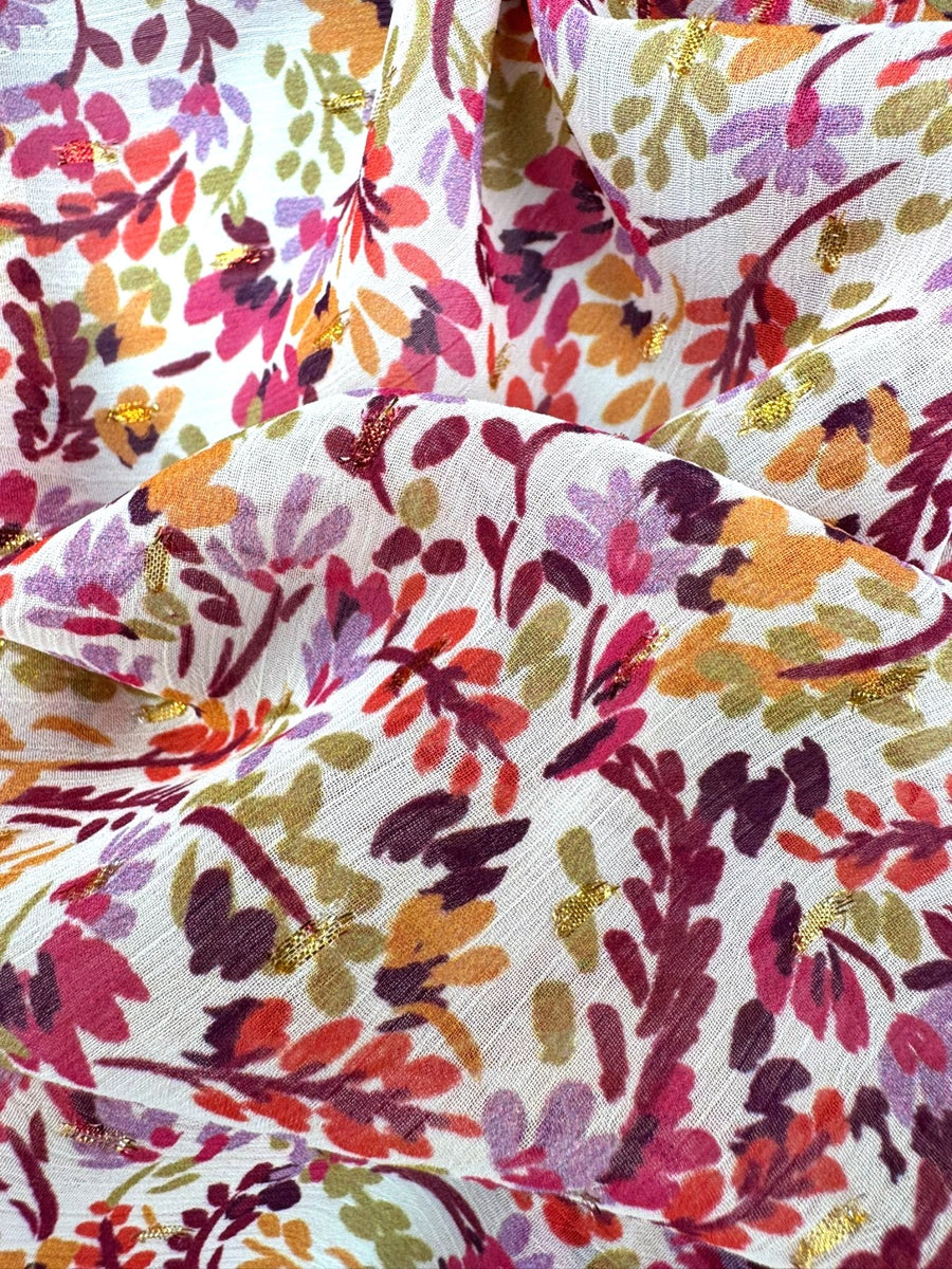 Polyester-Voile mit Blumenmuster und Lurex 3
