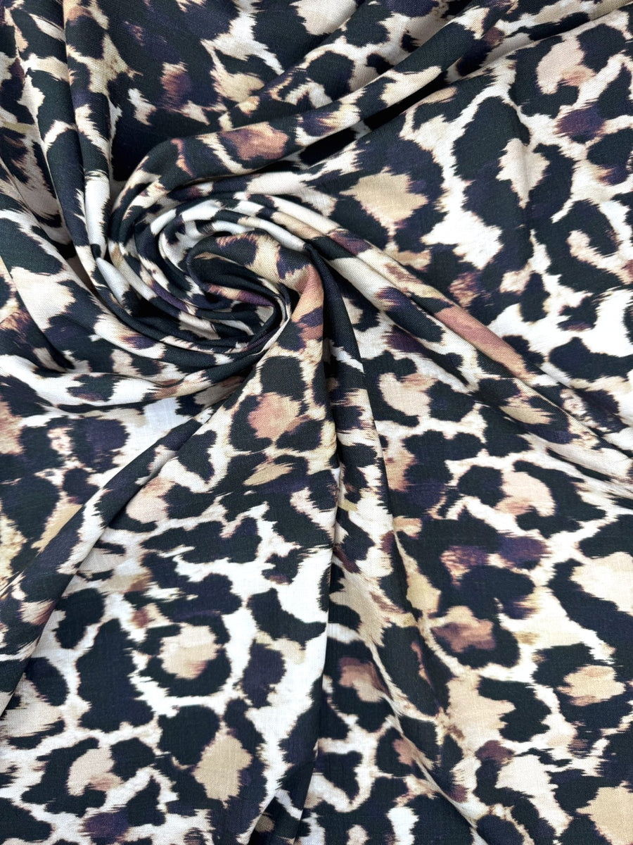 Toile lin et viscose animalière - Imprimé léopard 3