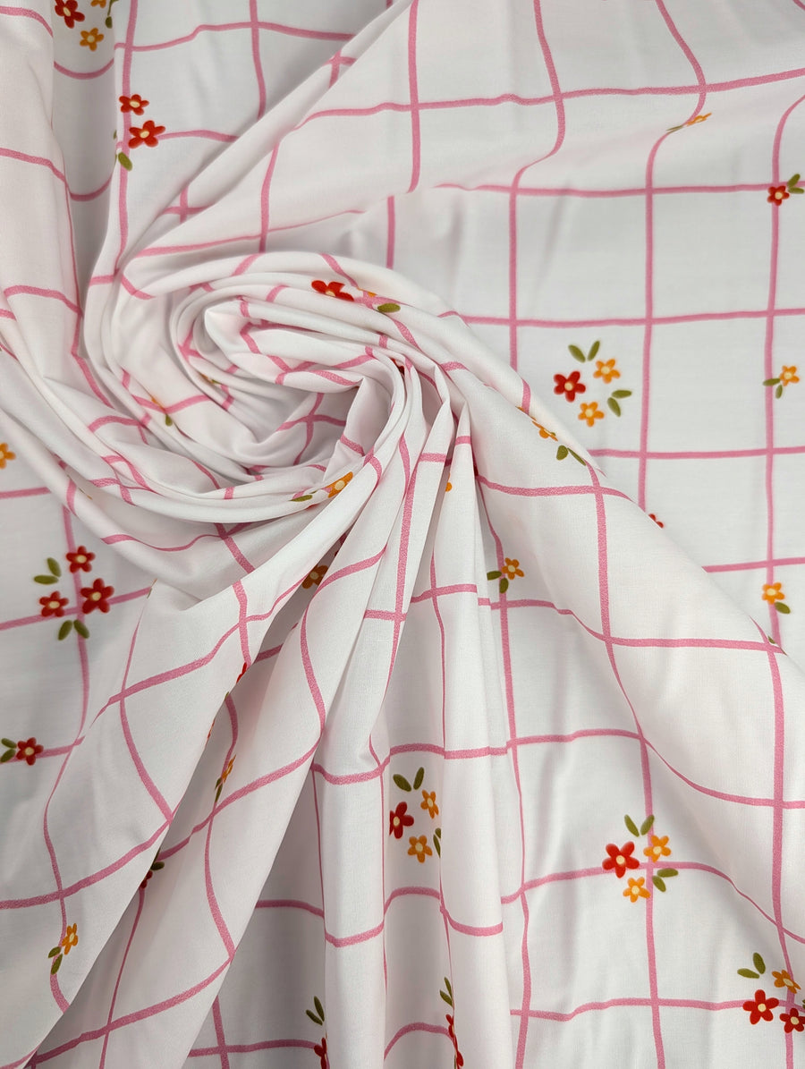 Popeline de coton, quadrillage rose et fleurs champêtres 1 [blankastock:7bbb0a05-842a-4676-a7da-7d59eee7e8d1]