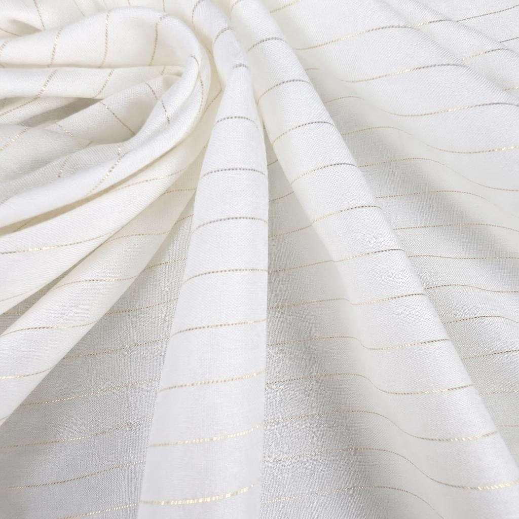DORIA - Viscose javanaise rayée lurex doré - Nuances de blanc 4