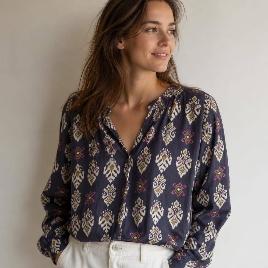 Viscose effet froissé motif cachemire bohème 2
