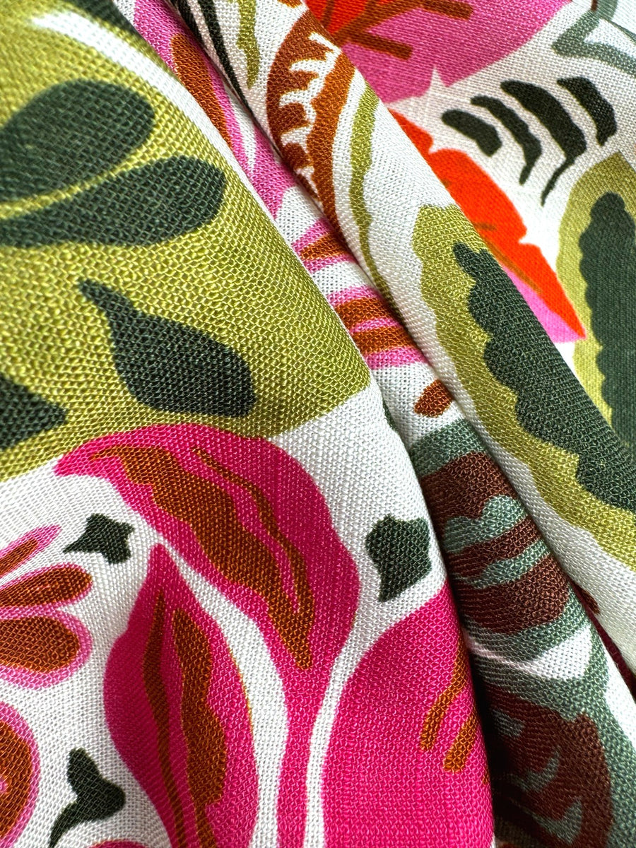 Viscose effet lin - imprimé feuillage tropical - Imprime 2QP 3