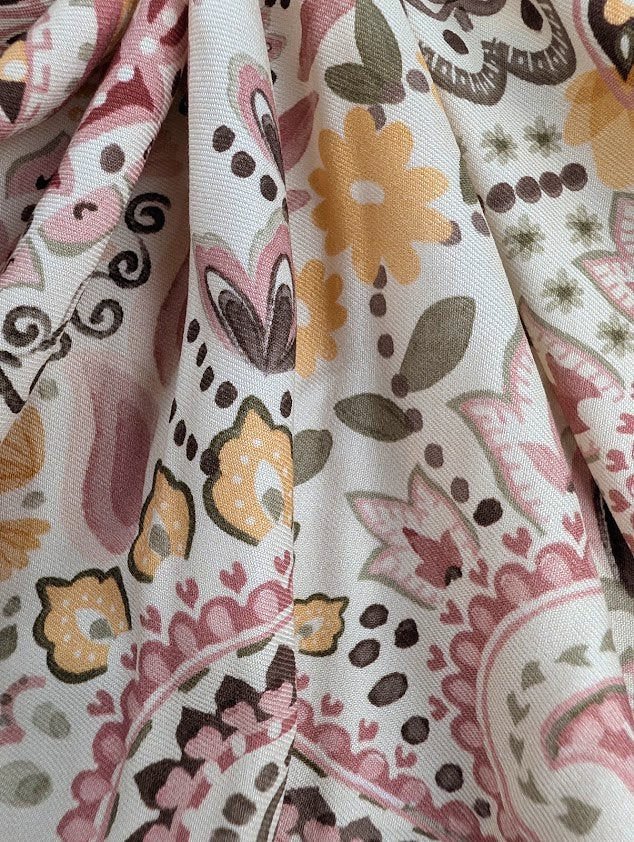 Sergé de viscose, motif cachemire bohème multicolore 3