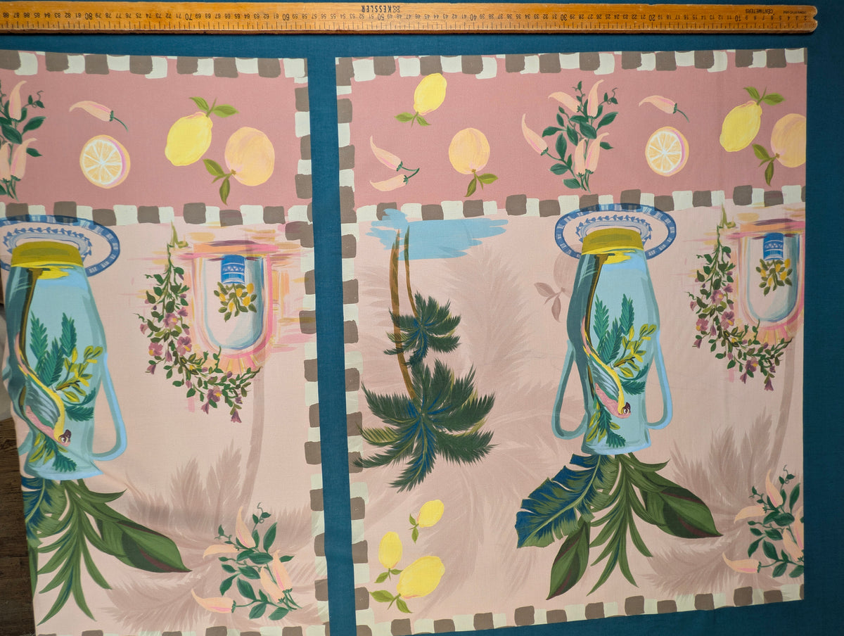 Voile de coton, scènes tropicales roses et bleues 4 [blankastock:a40110df-1078-4754-bdd0-b77db000decd]