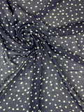 Gaze viscose polyester à pois bleue 1