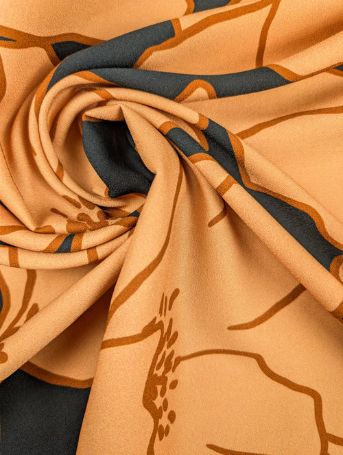 Zware viscose crêpe, retro bloemenpatroon in oranje en zwart 1 [blankastock:faf1f722-8d1f-4de6-a96d-82b844002538]