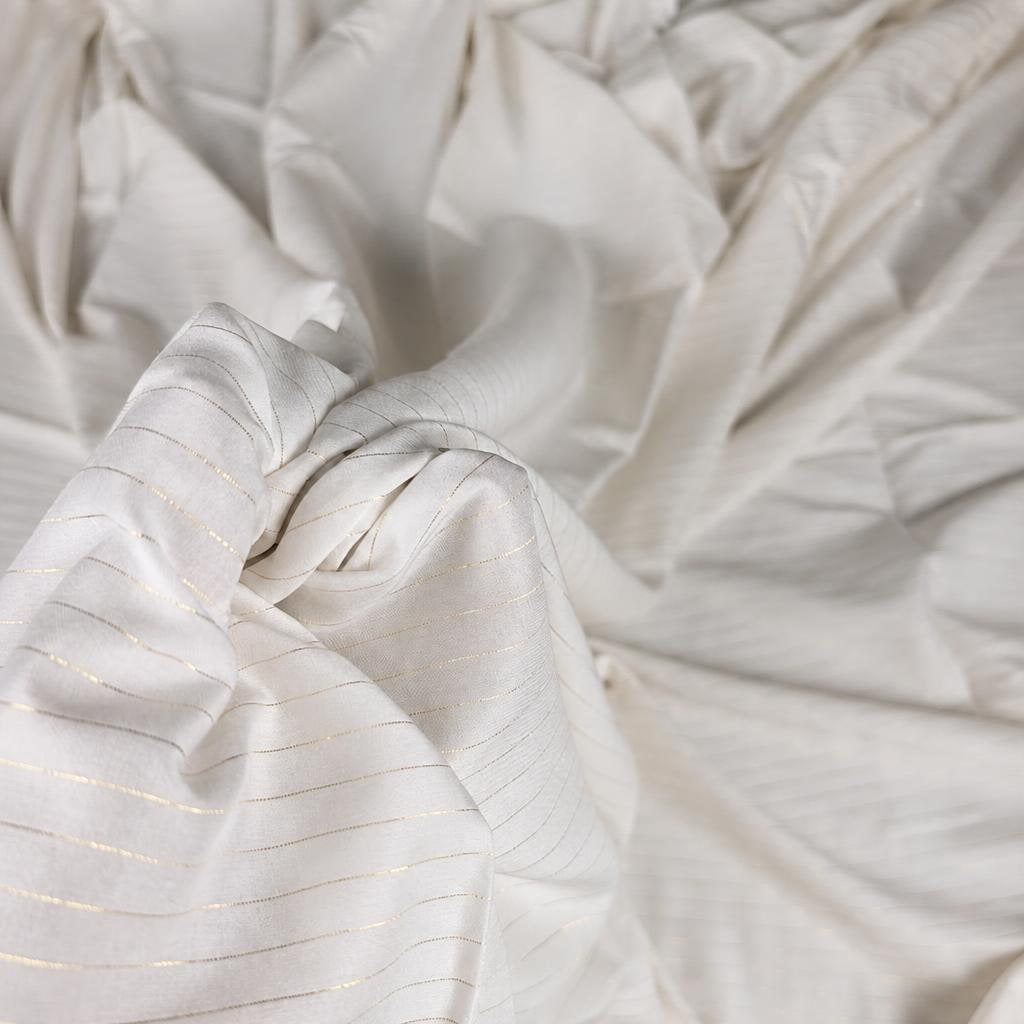 DORIA - Viscose javanaise rayée lurex doré - Nuances de blanc 5