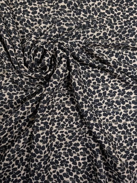 Viscose lurex motif fleuri rayé doré/argenté 1