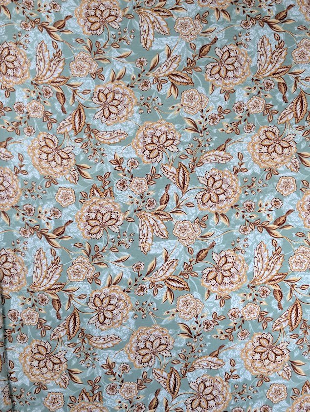 Voile de polyester, motif fleuri bohème bleu 4