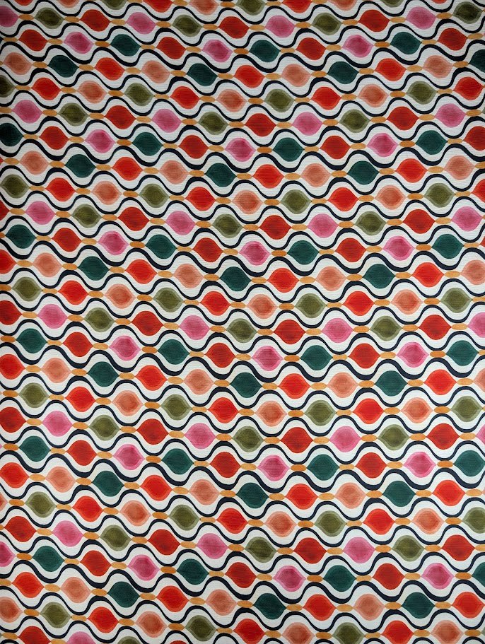 Satin polyester plissé graphique multicolore 4